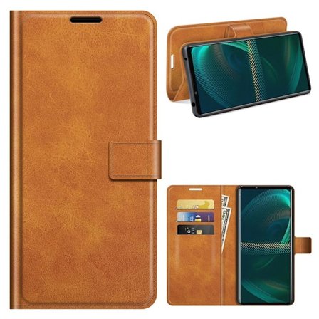 Hållbart konstläder Sony Xperia 5 III fodral med plånbok - Orange