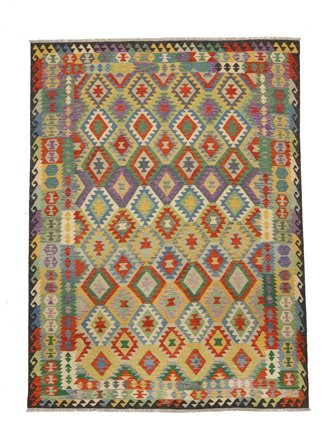 253X336 Alfombra Oriental Kilim Afghan Old Style Marrón/Amarillo Oscuro Grande (Lana, Afganistán)