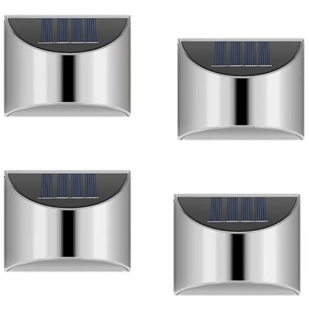 Familjearea Säkerhet - Solcellsdriven Vägglampa för Utomhus, Solcellsstaket, Grindsfäste och Stege, Väderbeständig, Ingen Kablage, Rostfritt Stål