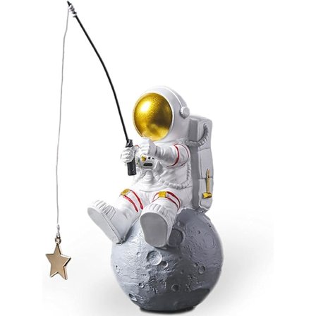 Astronaut Figur Statue, Astronaut Fisker Stjerne Figur Skulptur til Skrivebord & Bordplade Dekoration, Resin Rummand Planet Skrivebords Ornament til 