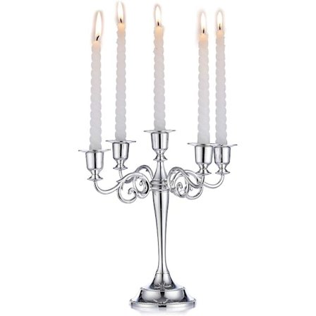 Sølv Candelabra Lysestake 5 Arm Lysestaker 27cm Høy T