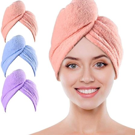 Håndkle for turbanhår tørking, hår turban 3 stykker tørking hår håndkle