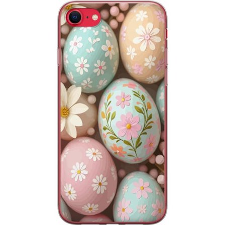 Kompatibelt Mobildeksel til Apple iPhone SE (2020) Pastellfargede påskeegg med håndmalte blomster og vårfølelse i en myk dekorativ sammensetning
