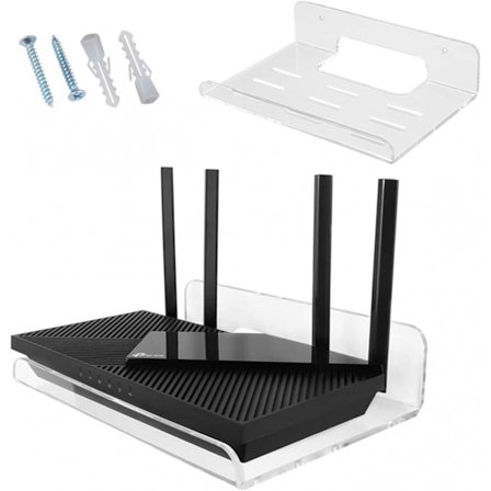 1 stk. vægmonteret routerhylde, anti-akryl WiFi-routerbeslag, lille væghylde med skruer, udvid vægområdet, til værelse, kontor, hjem