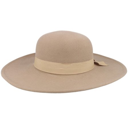 Seeberger - Beige sunhat Hoed - Wool Felt Flapper Camel Sun Hat @ Hatstore