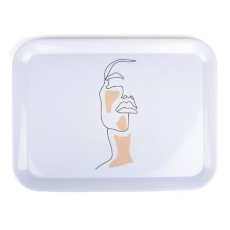 Bricka Face Vit/beige 43x32 Cm Vit