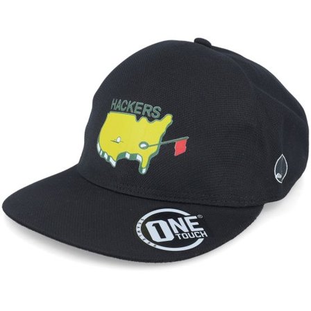 Pins & Stripes - Svart flexfit Keps - Hackers Golf Logo Seamless Black Flexfit @ Hatstore
