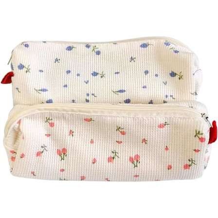 2 stk. opbevaringsposer til papirvarer, blomstret penalhus, bærbar penpose, kosmetiktaske til opbevaring af papirvarer og kosmetik