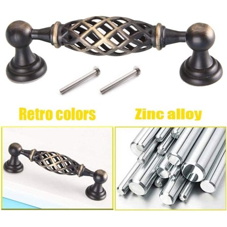 2 stk. Møbelhåndtak i bronse-stil med skruer, 96MM Antikk