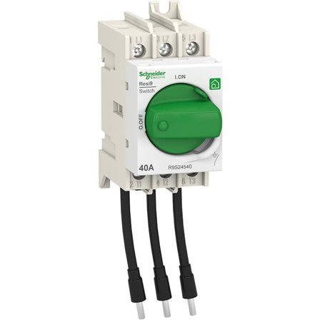 Schneider Electric Resi9 Huvudbrytare 3-pol, med vred, Anslutningsdon & kablar