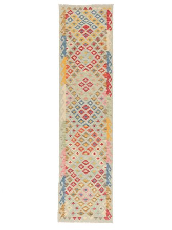 Tecidos À Mão Kilim Afegão Old Style Tapete 77X307 Lã Castanho/Laranja Pequeno