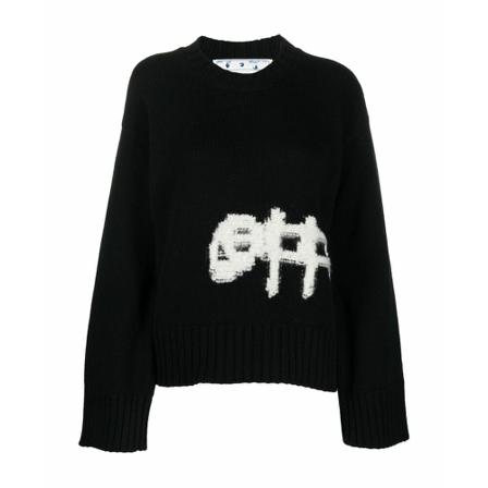 Off White, Round-neck Knitwear Zwart, Dames, Maat:S