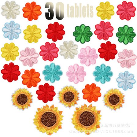 30 stk. Broderi-lapper Jern-på Sy-på Lap, Blomst Lap Sticker Sy På Jern På Lap, Broderet Badge Applique Lap til Tøj Jeans Hat B