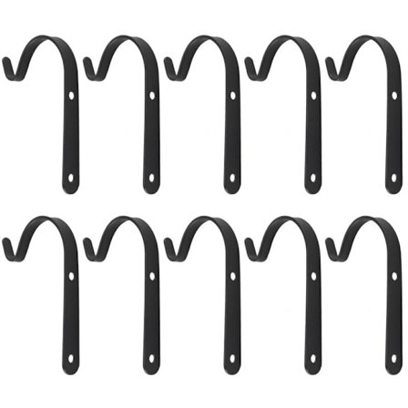 Sæt med 10 ophængningsbeslag i jern til vægophængning af kurve, buede planteophæng til ophængning af fuglefodere, lanterner
