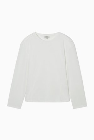COS Women's Waisted Long Sleeve Top in White