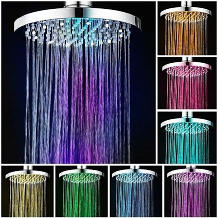 LED Dusjhode, 20CM LED Dusjhode, Farge Dusjhode, LED Dusjhode med 7 Farger, Rund LED Regndusjhode, LED Lys Dusjhode, Universalt