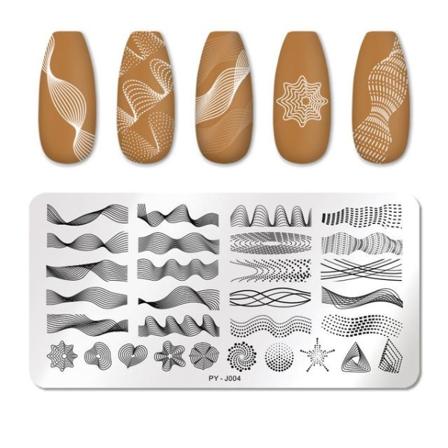 TILLBAKA DIG Blomma Nagelstämpelplåtar Lövstämpelmallar Geometriskt tryck DIY Design Stencilverktyg Nail Art Bildtavla py j004