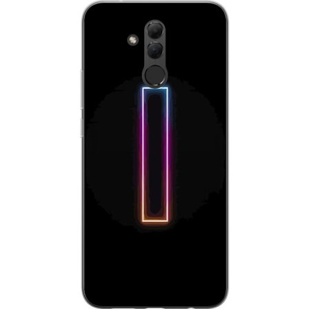 Kompatibel Mobilcover til Huawei Huawei Mate 20 lite Minimalistisk neonbogstav I i regnbuefarver mod mørk baggrund