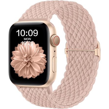 Flätat armband kompatibelt Apple Watch Armband 45 mm 44 mm 42 mm 49 mm Elastiskt enkelögla för män för män Nylon Sandrosa