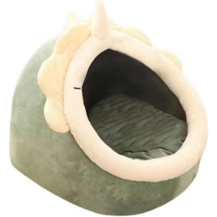 Halvt Lukket Dinosaurformet Kattetelt Seng - Velegnet til Små Katte & Hunde