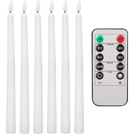 Teynewer LED Flammeløse Lys, Flakkende Spidse 6-pak med 10-Knaps Fjernbetjening, Batteridrevet, 28cm Varm Hvid
