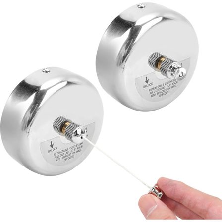 2 KPL:n sisäänvedettävä pyykkinaru, raskas, seinään kiinnitettävä, 304 ruostumattomasta teräksestä valmistettu pyykkinarukela (2,8 m/9,2 jalkaa)