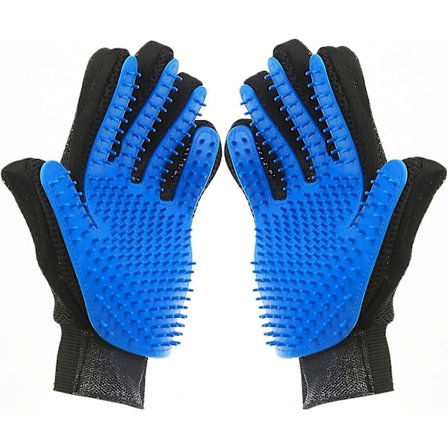 [Päivitetty versio] Kissa Koira Hieronta Hoito Hanskat - Kumi Lemmikkieläinten Karvanpoisto 2 In 1 Pari(Sininen)