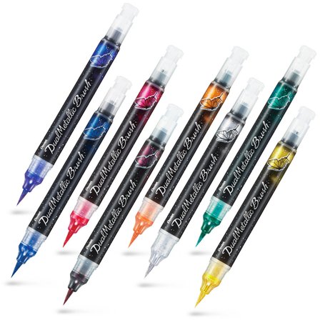 Pentel Dual Metallic Brush Blue + Metallic Green