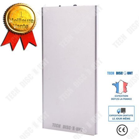 Bärbar laddare - TECH DISCOUNT - TD - 10000 mAh - Dubbel USB-utgång - Silverfärgad