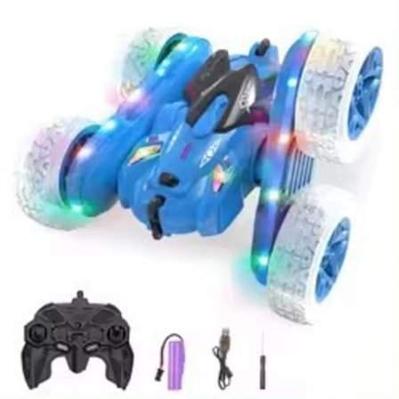 Fjärrstyrda Bilar för Barn Leksaker 6+ År Gamla Pojkar, Stuntbilar Hjulbelysning Rc Bil (Blå)