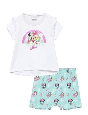 Set 2P Short + Ts Sets Sets With Short-sleeved T-shirt Multi/mønstret Minnie Mouse*Betinget Tilbud