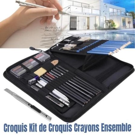 48 st Ritning Penna Sketch Ritning Penna Professionell ritsats med bärväska -BEL73