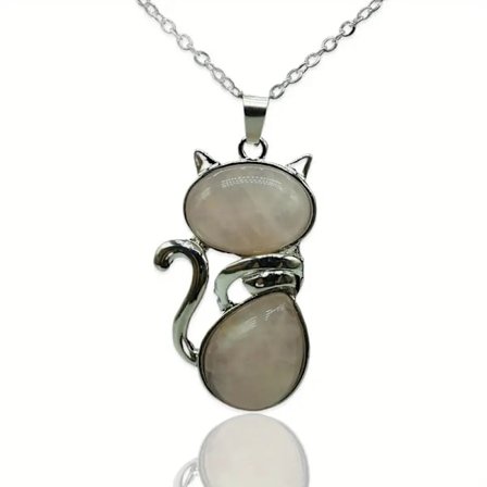 Necklace - Cat - Rose quartz