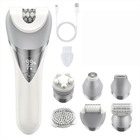 Elektrisk trimmer kompatibel med kvinner 6 i 1 smertefri våt og tørr damebarbermaskin kompatibel med armer, underarmer, bikinilinje, ben, R