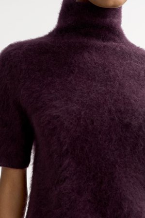 Soft Goat - Brushed short sleeve turtleneck - Kaschmirpullover für Damen - XS - Midnight Plum
