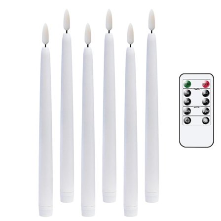 Flamlösa LED-ljus med fjärrkontroll och timer, vita äkta vax 3D-veke flimrande bröllopsmiddag festliga dekorativa ljus