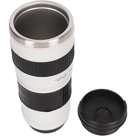 Kameralins kaffemugg 400 ml rostfritt stål reselins koppar (vit)