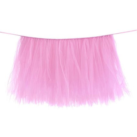 Dekorativ tyllbordskjol för bröllop födelsedagsfest registreringsbord bordsduk rosa