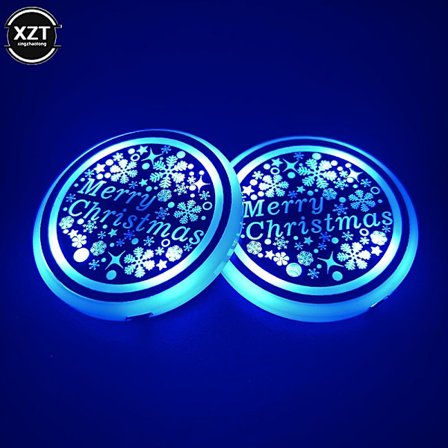 2 st Universal Lysande Bil Vattenkopp Underlägg Hållare 7 Färger Usb Laddning Led Bil Interiör Dekoration Atmosfär Ljus Underlägg| |