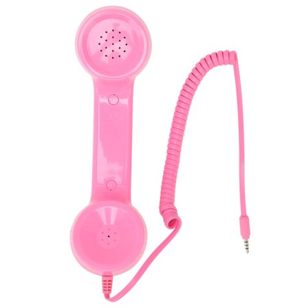 Retro Telefon Håndenhet Multifunksjon Strålingssikker Håndholdt Mobiltelefon Mottaker for Mobiltelefoner Datamaskiner Rosa