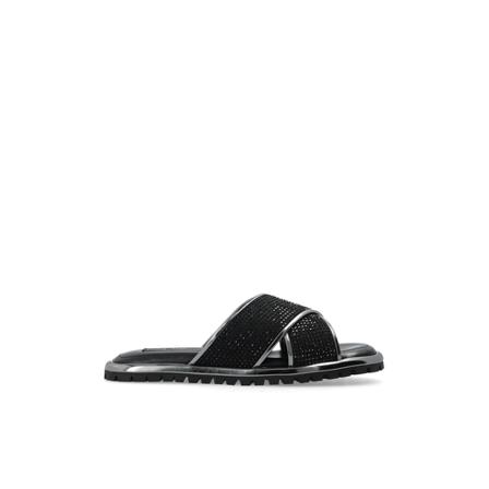 Dolce & Gabbana Slides with zircons Sort, Herre Sandaler, Størrelse: 44 EU