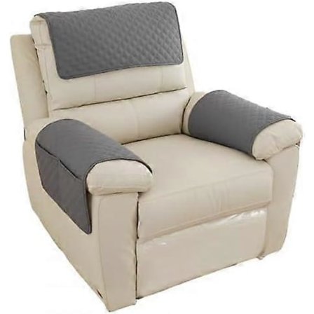 Sohvan käsinojan suoja, vedenpitävä käsinojan pääntuen suoja, tikattu liukumaton nojatuolin päällinen, huonekalusuoja taskuilla (tummanharmaa)