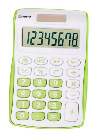 GENIE 120B 8 Digit Pocket Calculator Green - 12496