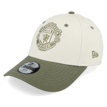 New Era - Kids Manchester United Contrast Visor Ktd 9FORTY Man Ivory/Olive Adjustable Adjustable Beige Cap - Football @ Hatstore
