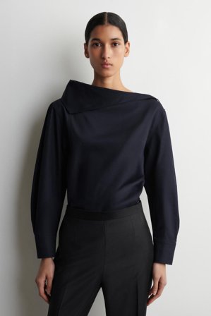 COS Asymmetrische Baumwollbluse in Blau - Frauen