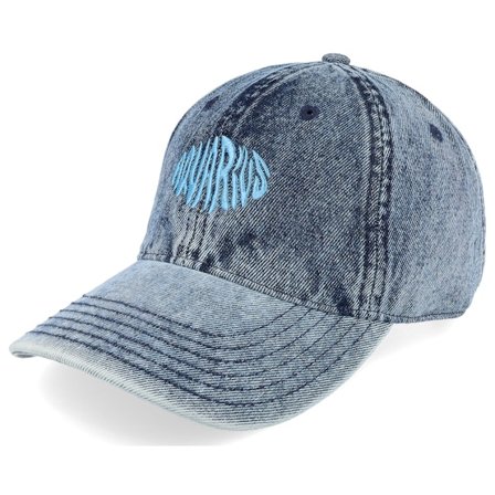 Delulu - Blå unconstructed Keps - Aquarius Snow Washed Blue Denim Dad Cap @ Hatstore