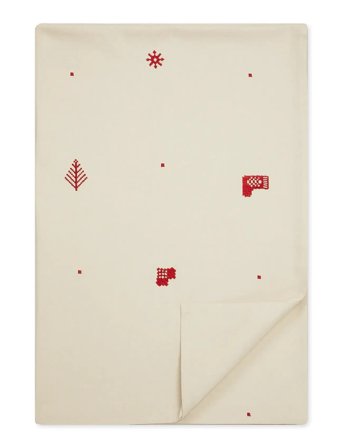 Engholm Textiles Juledug Julia Broderet - Cream - 140X270