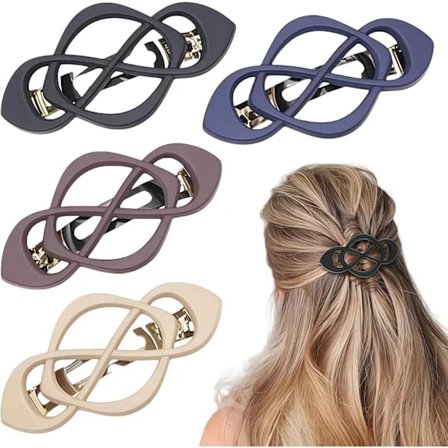 4-pack Vintage French Hair Clips for Women - Assorted Colors & Sizes