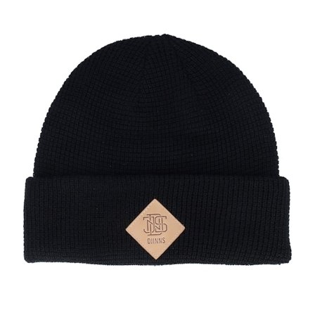 Djinns - Noir cuff Bonnet - Basic Beanie Waffle Waffle Black Cuff @ Hatstore