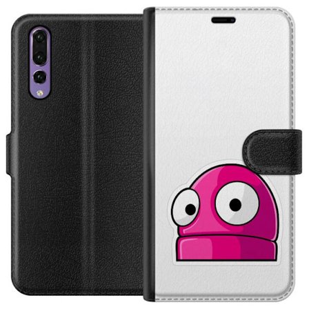 Yhteensopiva Lompakkokotelo Huawei Huawei P20 Pro Pinkki sarjakuvahahmo suurilla silmillä leikkisässä ja humoristisessa tyylissä